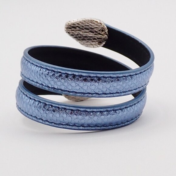 BVLGARI Logo Serpenti Forever Bracelet Blue Silver Italy Accessory 31RL216 - Picture 13 of 15